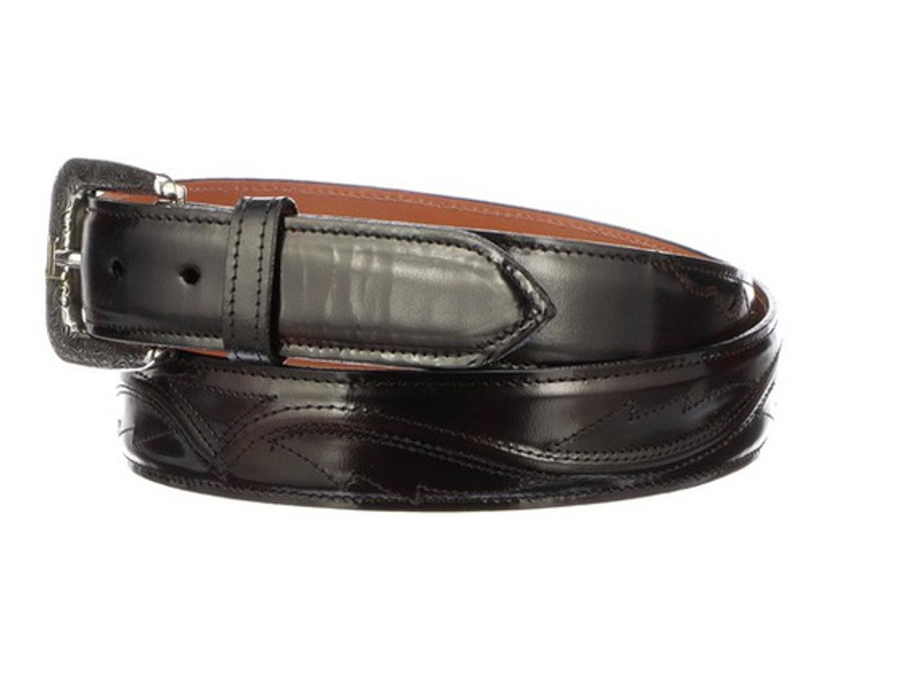 Men's black smooth leather belt