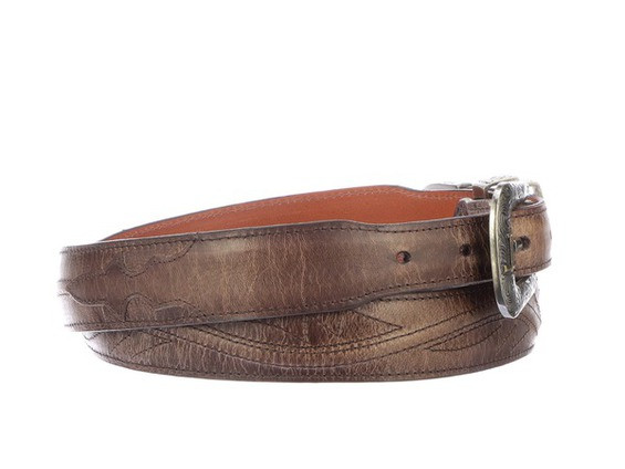 Lucchese Men's Belts - Smooth Goat / Seville Stitch Tapered - Tan