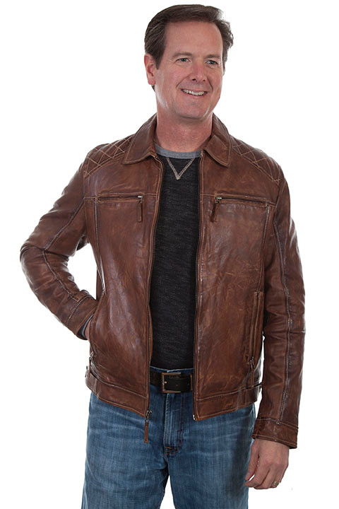 zip front leather jacket
