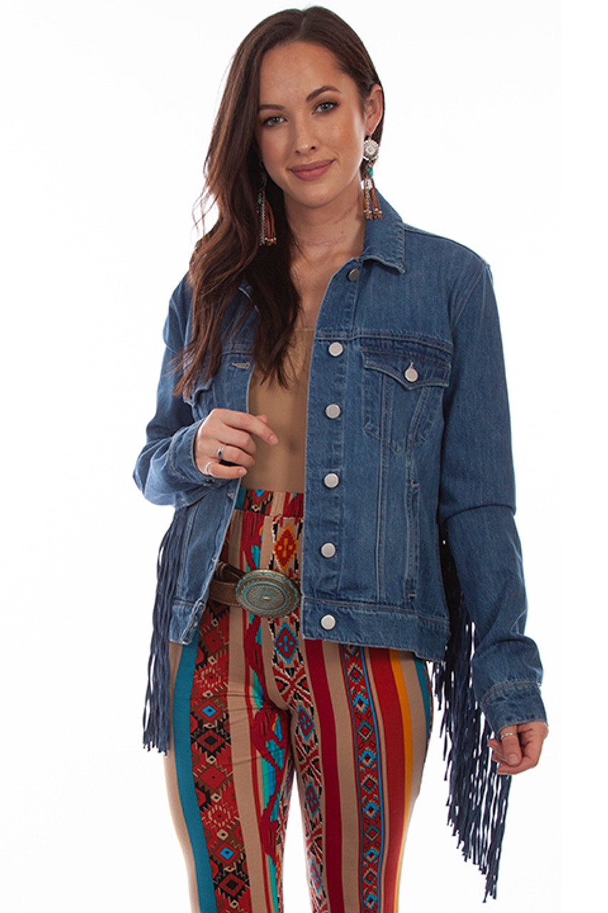 Scully Women's Jacket - Honey Creek Collection - Jean / Fringe - Denim