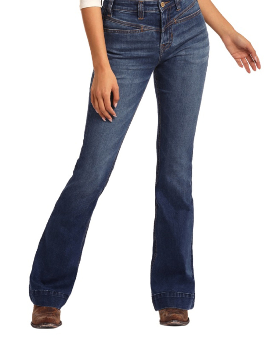 Rock & Roll Women's Trouser Jeans - Extra Stretch / High Rise - Flare ...