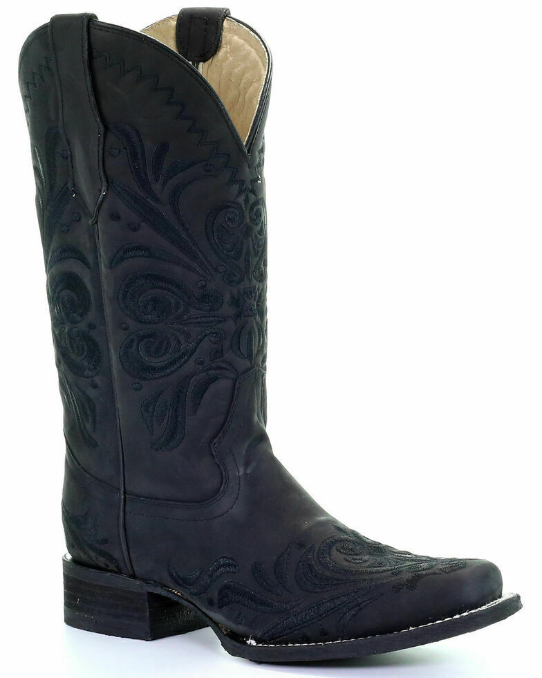CORRAL BOOTS L6012 BLACK 6.5 B (M) New! Womens Circle G by Corral Embroidered Black Tall  main image 3