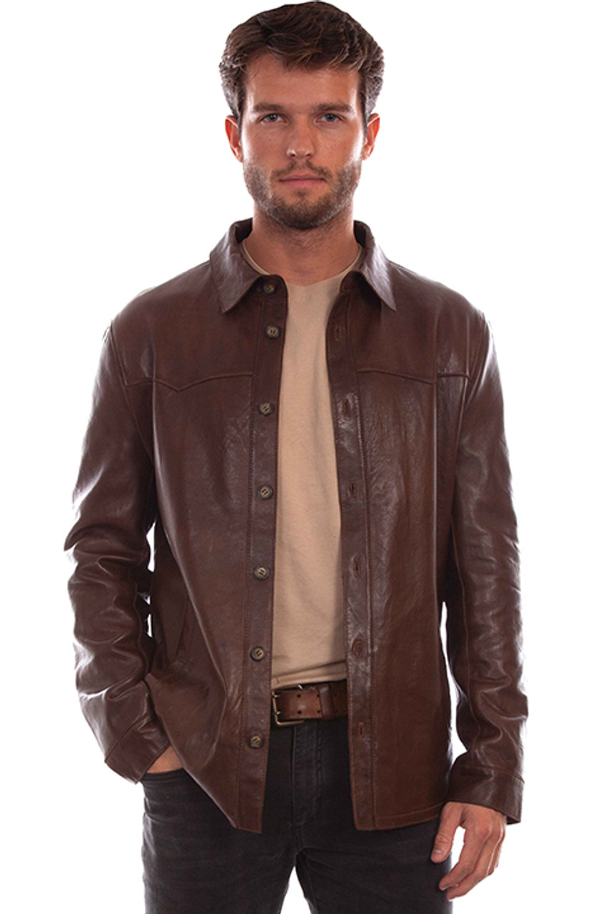 Scully Men's Jacket - Leather Shirt - Chocolate - Billy's Western Wear