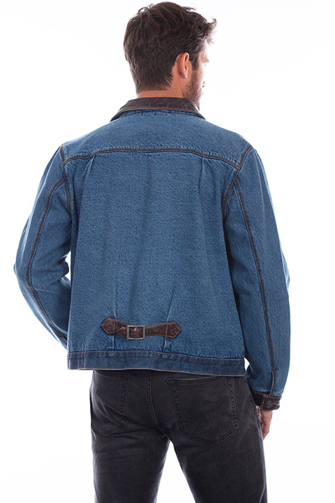 Scully Men's Jacket Leather & Denim Billy's Western Wear