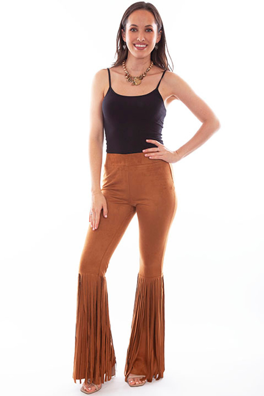 Scully Women's Pants - Honey Creek Collection - Fringe Bell Bottoms - Brown