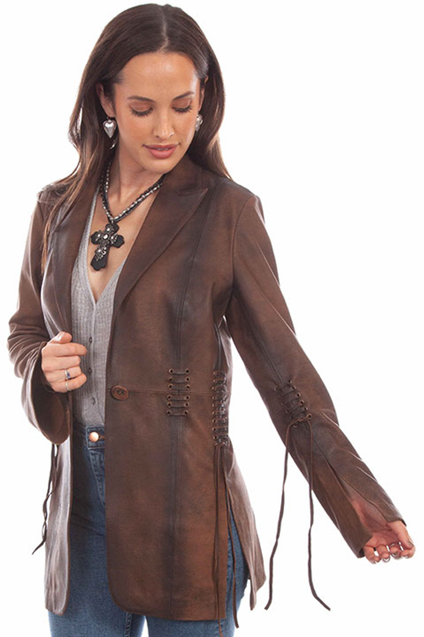 Scully Women's Jacket - Laced long - Vintage Brown