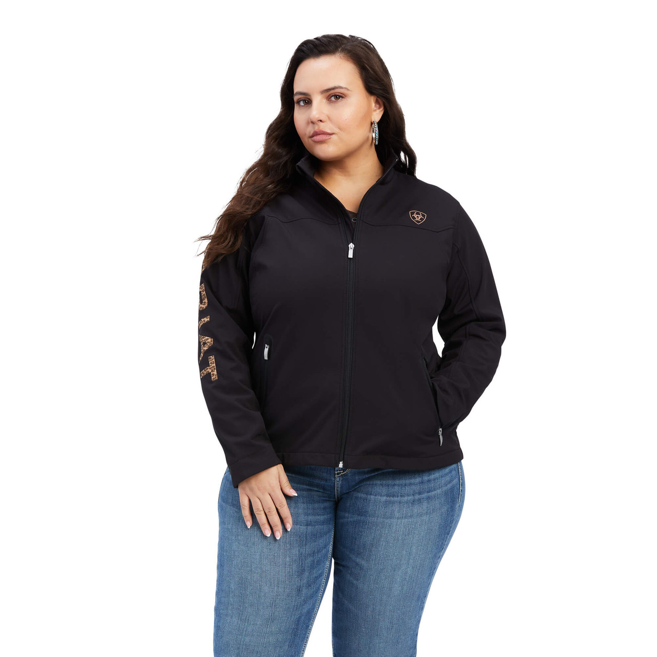 Ariat Women's Jacket New Team Softshell Black / Leopard Billy's