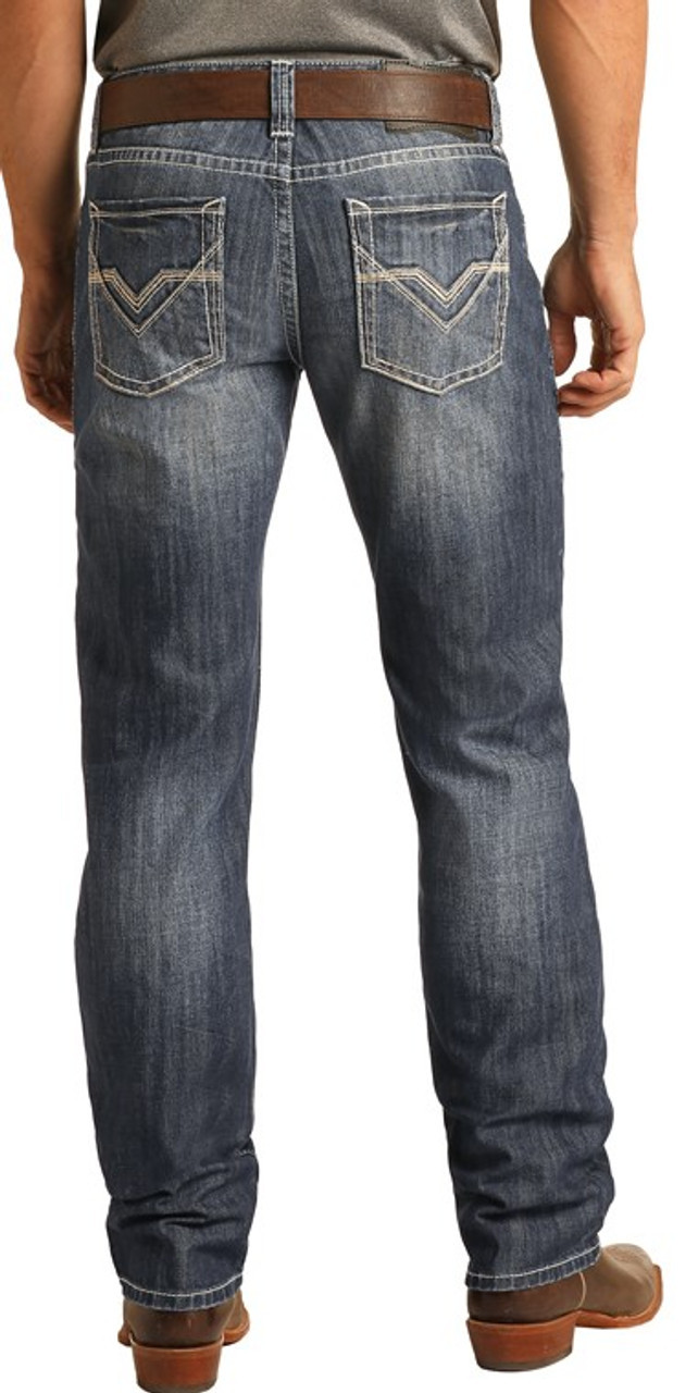 Rock & Roll Denim Men's Jeans - Pistol - Regular Fit Stackable Boot Cut -  Dark Vintage Wash - Billy's Western Wear