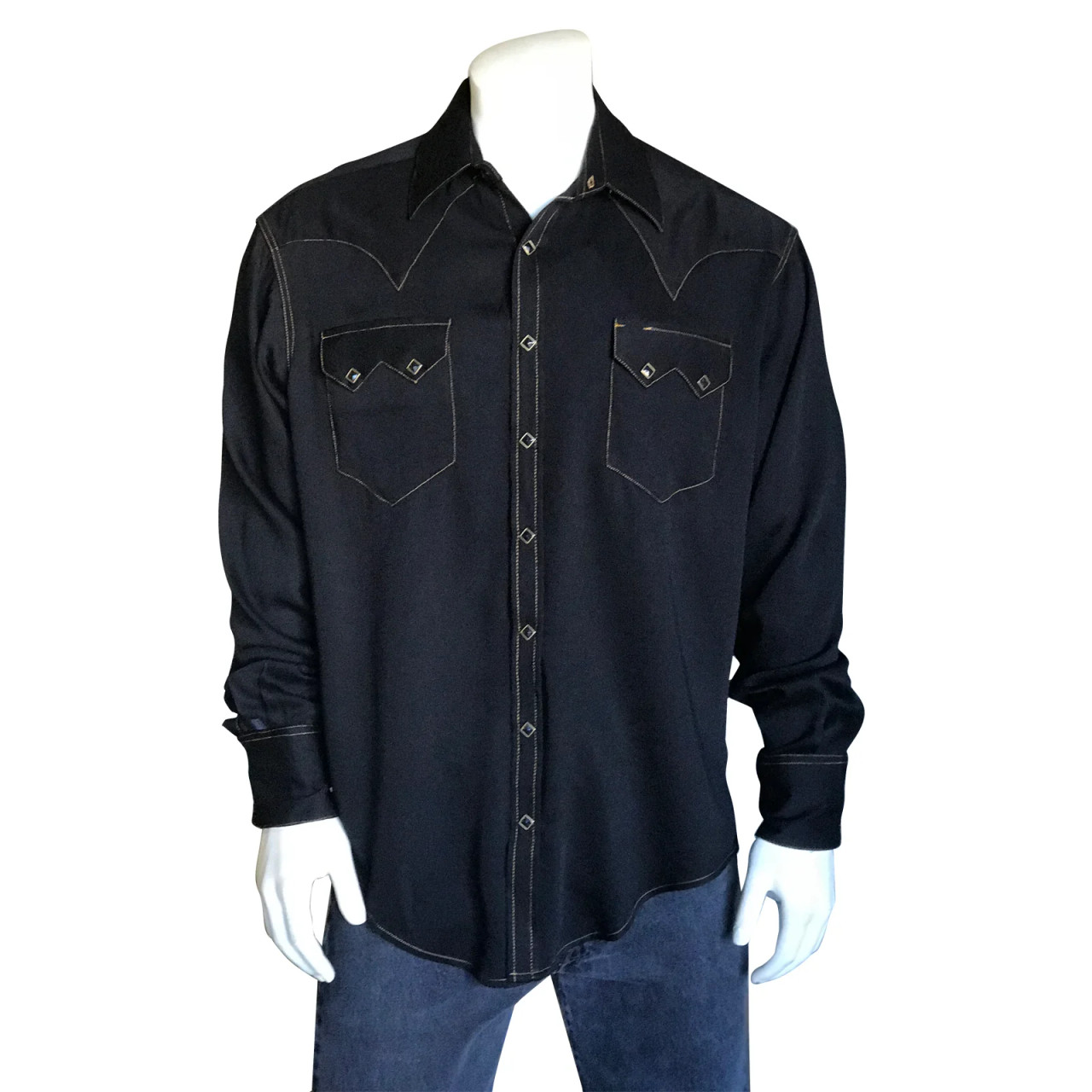 Rockmount Ranch Wear Men's Shirt - Sueded Tencel Western - Black
