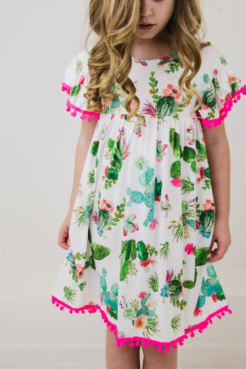 Mila Rose Kids Apparel Cute Cactus Pom Pom Dress Billy's