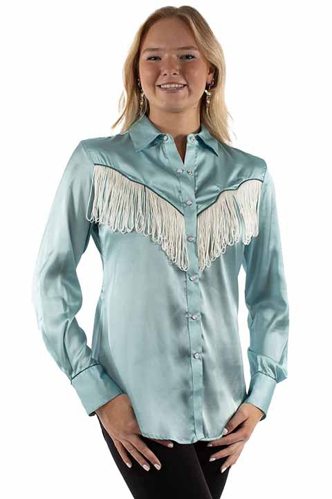 Scully Women's Shirt Retro Western Turquoise Billy's Western