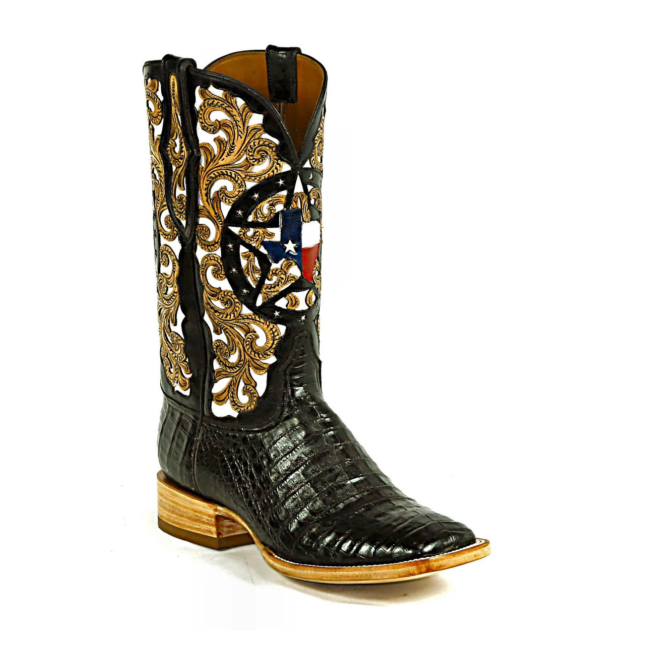 Black Jack Boots Caiman Belly #1408 Black TX Tooled