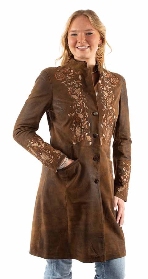 Scully Women's Jacket - Leather / Knee Length - Brown - Billy's