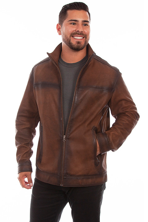 Scully Men's Jacket - Burnished Leather - Brown - Billy's Western Wear