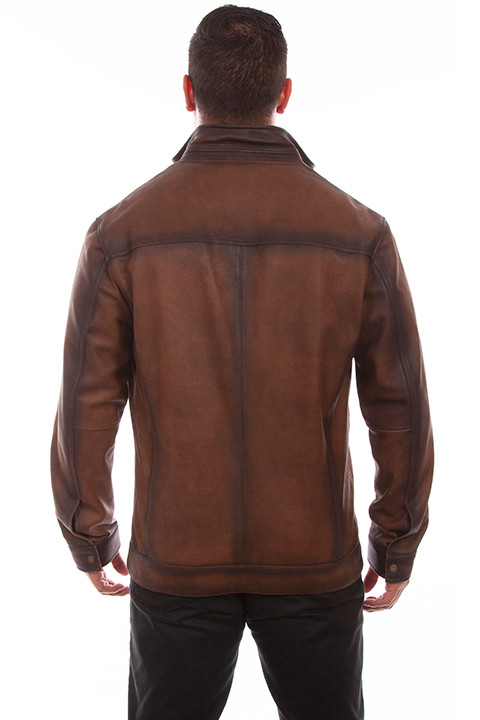 Scully Men's Jacket Burnished Leather Brown Billy's Western Wear