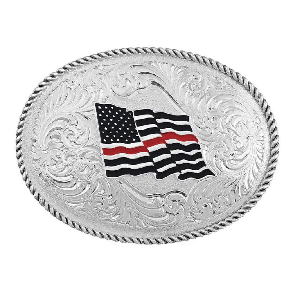 Montana Silversmith Accessories - Thin Red Line Flag Buckle  display picture 3