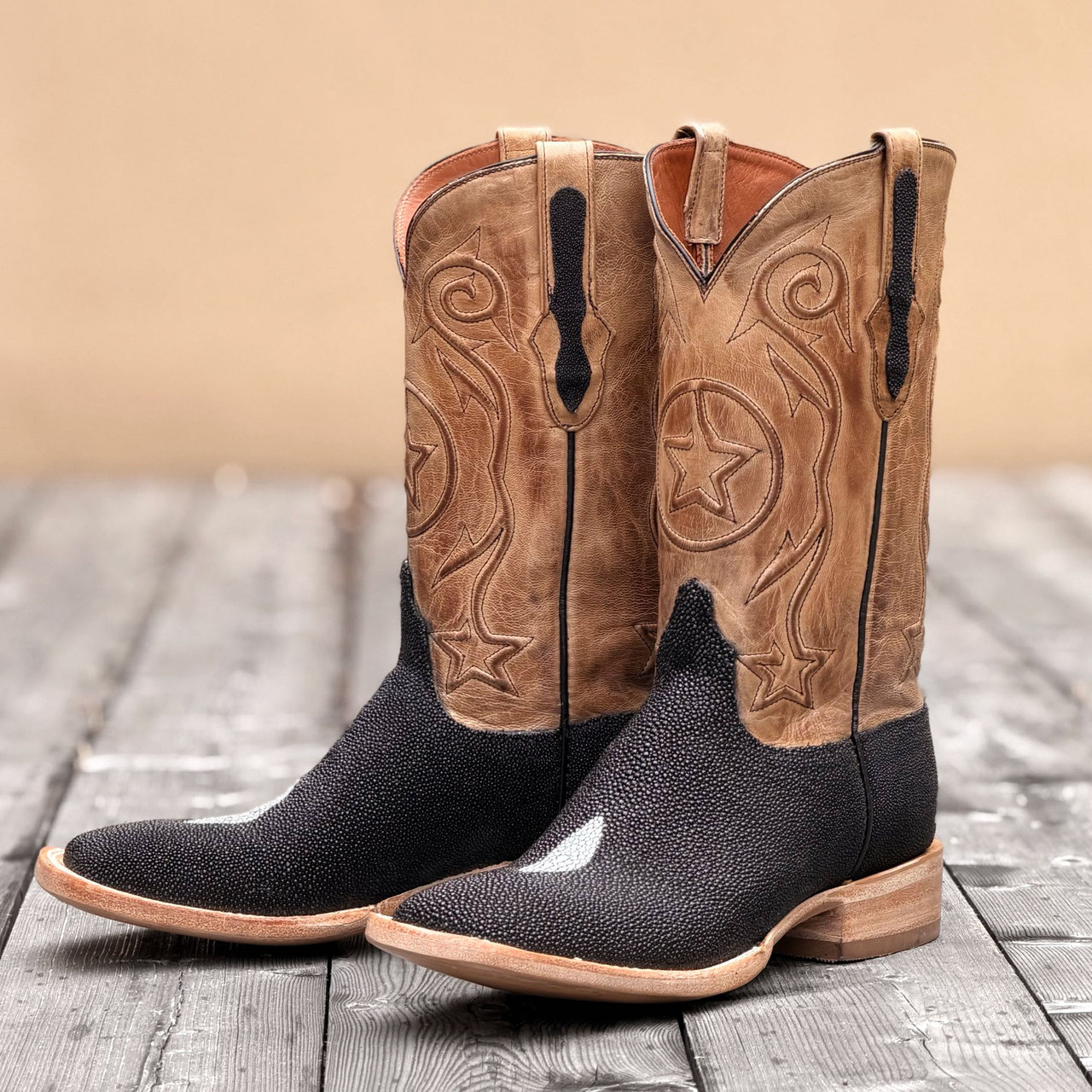 Black Jack Boots - Stingray - Inlay - Black / Goat Pearl Maddog