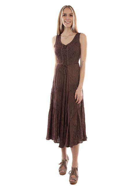 Scully Women's Dress - Honey Creek Collection - Full Length / Lace Up -  Chocolate - Billy's Western Wear