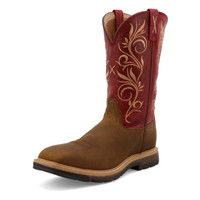 Twisted X Women's Work Boots - Lite Weight Cowboy - Distressed Latigo / Red w/ Steel Toe