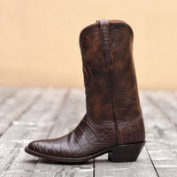 Black Jack Boots - American Alligator Belly #188 - Lone Star Inlay - Chocolate
