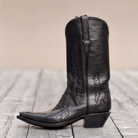 Black Jack Women's Boots - Caiman Crocodile Flank #1415 - Triad Jackie Design - Black