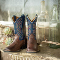 Ariat Kids Boots - Quickdraw - Brown Oiled Rowdy / Royal Blue Ariat Kids Boots - Quickdraw - Brown Oiled Rowdy / Royal Blue