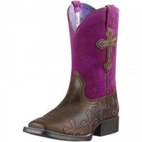 Ariat Kid's Boots - Crossroads - Distressed Brown / Fuschia Ariat Kid's Boots - Crossroads - Distressed Brown / Fuschia