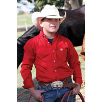 Cinch Boy's Shirts - Red Solid Twill Button Down