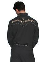 Scully Men's Shirt - Western - Gold Embroidery Notes Scully Men's Shirt - Western - Gold Embroidery Notes