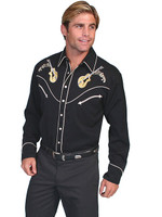 Scully Men's Shirt - Rock 'N Roll - Black / Gold