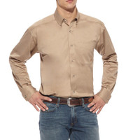 Ariat Men's Solid Twill Shirt - Khaki / Beige Ariat Men's Solid Twill Shirt - Khaki / Beige