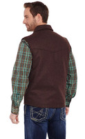 Cripple Creek Men's Apparel - Wool Melton Vest w/ Nubuck Leather Trim - Heather Chocolate
