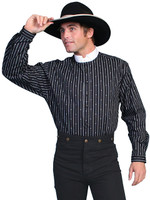 Scully Men's Shirt - Range Wear - Tombstone Collar Shirt - Black / White Scully Men's Shirt - Range Wear - Tombstone Collar Shirt - Black / White