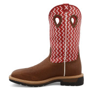 Twisted X Men's Work Boots - Lite Weight Cowboy - Distressed Shoulder / Cherry w/ Steel Toe