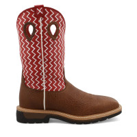 Twisted X Men's Work Boots - Lite Weight Cowboy - Distressed Shoulder / Cherry w/ Steel Toe