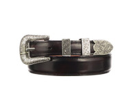 Lucchese Men's Belts - Smooth Goat / Tapered - Black Cherry Lucchese Men's Belts - Smooth Goat / Tapered - Black Cherry