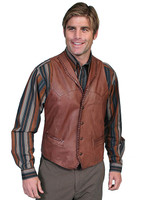 Scully Men's Vest - Whip Stitch Leather Lapel - Ranch Tan  Scully Men's Vest - Whip Stitch Leather Lapel - Ranch Tan