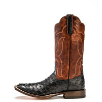 Rios of Mercedes Men's Boots - Black Full Quill Ostrich / Brown Waxy Calf Rios of Mercedes Men's Boots - Black Full Quill Ostrich / Brown Waxy Calf