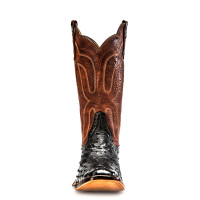 Rios of Mercedes Men's Boots - Black Full Quill Ostrich / Brown Waxy Calf Rios of Mercedes Men's Boots - Black Full Quill Ostrich / Brown Waxy Calf