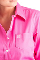Cinch Women's Shirt - Solid Button Up - Pink