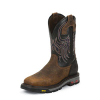 Justin Men's Work Boots - Tanker EH ST - Reddish Tan Milled Buffalo / Timber Black Goat Justin Men's Work Boots - Tanker EH ST - Reddish Tan Milled Buffalo / Timber Black Goat