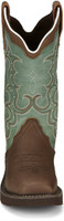 Justin Women's Boot - Raya - Barnwood Brown Cow / Turquoise Smooth Cow