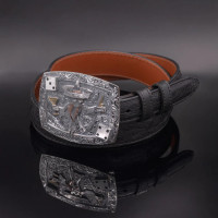 Vogt Men's Accessories - Buckle Sets - "Johnny Bones" Trophy Sterling Silver / 14KT Gold Buckle Vogt Men's Accessories - Buckle Sets - "Johnny Bones" Trophy Sterling Silver / 14KT Gold Buckle
