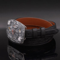 Vogt Men's Accessories - Buckle Sets - "Johnny Bones" Trophy Sterling Silver / 14KT Gold Buckle Vogt Men's Accessories - Buckle Sets - "Johnny Bones" Trophy Sterling Silver / 14KT Gold Buckle