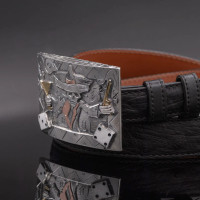 Vogt Men's Accessories - Buckle Sets - "Johnny Bones"  Channel Buckle - Sterling Silver / 14KT Gold Vogt Men's Accessories - Buckle Sets - "Johnny Bones"  Channel Buckle - Sterling Silver / 14KT Gold