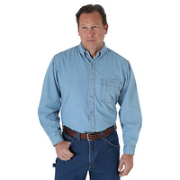 Wrangler Men's Basic Shirt - Rugged Wear - Denim