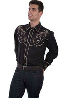 Scully Men's Shirt - Scroll Stitching Embroidery Western Scully Men's Shirt - Scroll Stitching Embroidery Western