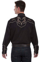 Scully Men's Shirt - Scroll Stitching Embroidery Western Scully Men's Shirt - Scroll Stitching Embroidery Western