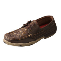 Twisted X Women's Casuals - Boat Driving Moc - Brown / Embossed Flower