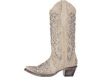 Corral Women's Boots  - Glitter Inlay Crystals Wedding - White